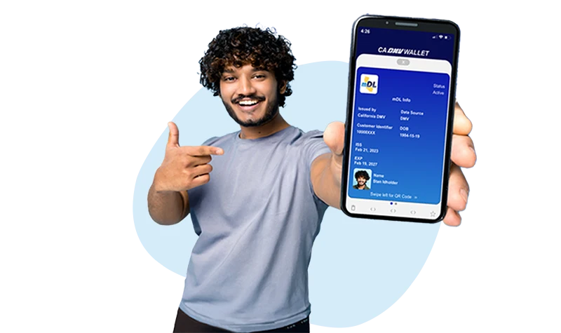 young man using mobile driver's license